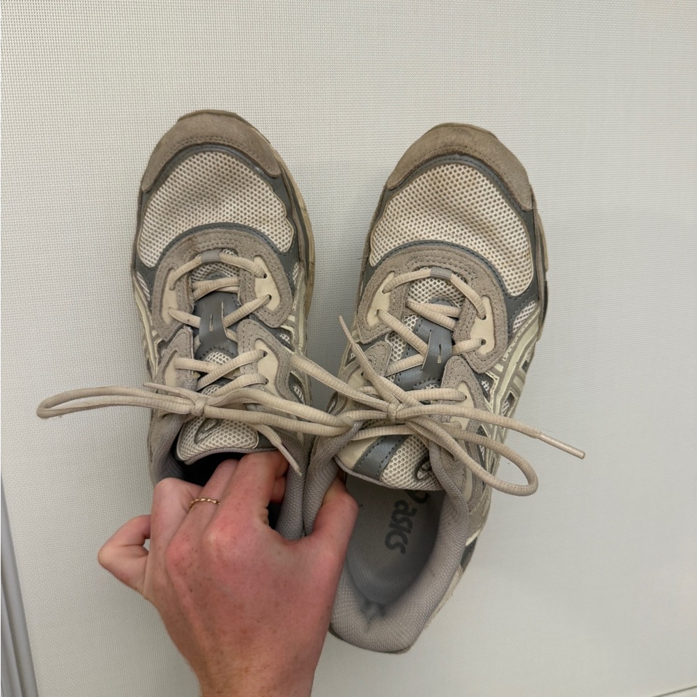ASICS Cream and Gray Running Shoes